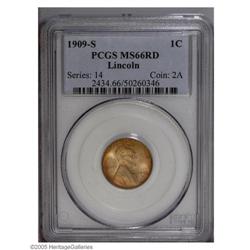 1909-S 1C MS66 Red PCGS. Orange patina begins to wash 1909-S[1C] MS66 Red PCGS.