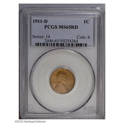 1911-D 1C MS65 Red PCGS. Well struck except for the E 1911-D[1C] MS65 Red PCGS.