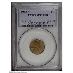 1912-S 1C MS65 Red and Brown PCGS. The lovely variegat 1912-S[1C] MS65 Red and Brown PCGS.