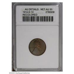 1914-D 1C --Recolored--ANACS. AU Details, Net AU50. Dee 1914-D[1C]--Recolored--ANACS. AU Details, Ne