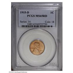 1915-D 1C MS65 Red PCGS. Beautiful golden-brass patina 1915-D[1C] MS65 Red PCGS.