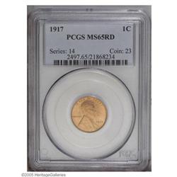 1917 1C MS65 Red PCGS. Lustrous red-orange surfaces re 1917[1C] MS65 Red PCGS.