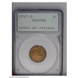 1917-S 1C MS65 Red and Brown PCGS. This well struck ea 1917-S[1C] MS65 Red and Brown PCGS.