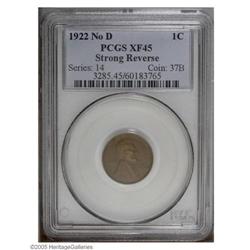 1922 No D 1C Strong Reverse XF45 PCGS. Evenly worn wit 1922 No D[1C] Strong Reverse XF45 PCGS.