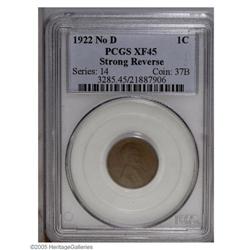 1922 No D 1C Strong Reverse XF45 PCGS. FS-013.2. Die # 1922 No D[1C] Strong Reverse XF45 PCGS.