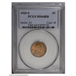 1925-S 1C MS64 Red and Brown PCGS. Essentially well st 1925-S[1C] MS64 Red and Brown PCGS.