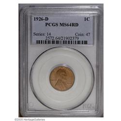 1926-D 1C MS64 Red PCGS. Boldly struck with pleasingly 1926-D[1C] MS64 Red PCGS.