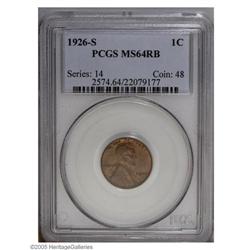 1926-S 1C MS64 Red and Brown PCGS. Semi-bright coppery 1926-S[1C] MS64 Red and Brown PCGS.