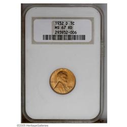 1932-D 1C MS67 Red NGC. Fully struck and impressively 1932-D[1C] MS67 Red NGC.