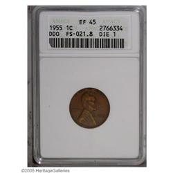 1955/55 1C Doubled Die Obverse XF45 ANACS. FS-021.8. D 1955/55[1C] Doubled Die Obverse XF45 ANACS.