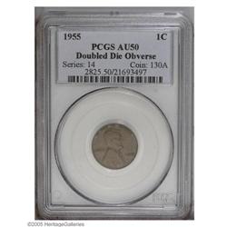 1955/55 1C Doubled Die Obverse AU50 PCGS. Attractive f 1955/55[1C] Doubled Die Obverse AU50 PCGS.