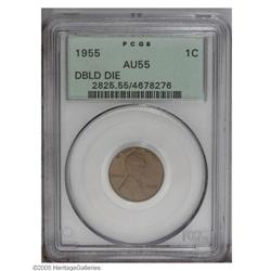 1955/55 1C Doubled Die Obverse AU55 PCGS. Reasonably a 1955/55[1C] Doubled Die Obverse AU55 PCGS.