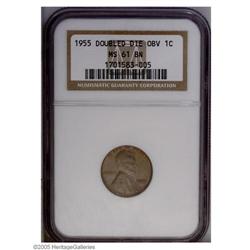 1955/55 1C Doubled Die Obverse MS61 Brown NGC. Glimpse 1955/55[1C] Doubled Die Obverse MS61 Brown NG
