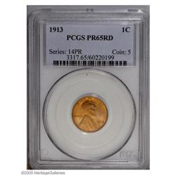 1913 1C PR65 Red PCGS. Exceptionally vivid with surfac 1913[1C] PR65 Red PCGS.