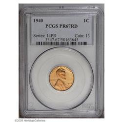 1940 1C PR67 Red PCGS. Flawlessly struck and pristine, 1940[1C] PR67 Red PCGS.