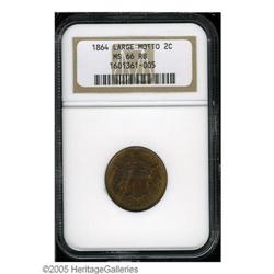 1864 2C Large Motto MS66 Red and Brown NGC. Rich a 1864[2C] Large Motto MS66 Red and Brown NGC.