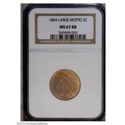 1864 2C Large Motto MS67 Red and Brown NGC. Breen-2373 1864[2C] Large Motto MS67 Red and Brown NGC.