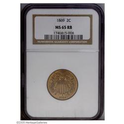 1869 2C MS65 Red and Brown NGC. Well struck with rich 1869[2C] MS65 Red and Brown NGC.