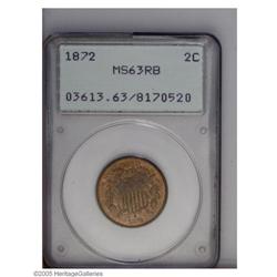 1872 2C MS63 Red and Brown PCGS. The mintage for 1872 1872[2C] MS63 Red and Brown PCGS.