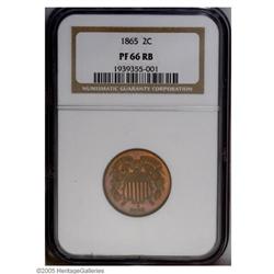 1865 2C PR66 Red and Brown NGC. A lovely copper-red sp 1865[2C] PR66 Red and Brown NGC.