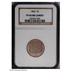 1866 2C PR66 Cameo Red and Brown NGC. One of only 725 1866[2C] PR66 Cameo Red and Brown NGC.