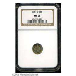 1851-O 3CS MS65 NGC. Because of its branch mint status 1851-O[3CS] MS65 NGC.
