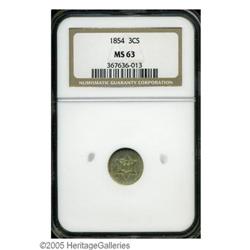 1854 3CS MS63 NGC. This is the first year of issue for 1854[3CS] MS63 NGC.