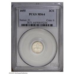 1855 3CS MS64 PCGS. The scarcest issue of the short-li 1855[3CS] MS64 PCGS.