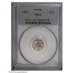 1864 3CS MS64 PCGS. Sea-green, golden-brown, powder-bl 1864[3CS] MS64 PCGS.