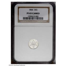 1866 3CS PR65 Cameo NGC. A brilliant and splendidly mi 1866[3CS] PR65 Cameo NGC.
