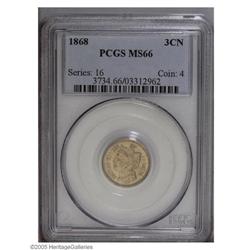 1868 3CN MS66 PCGS. A splendidly preserved prooflike G 1868[3CN] MS66 PCGS.