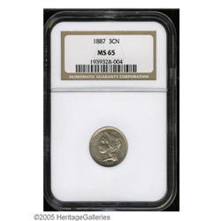 1887 3CN MS65 NGC. Highly lustrous with just a hint of 1887[3CN] MS65 NGC.