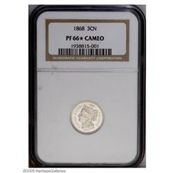 1868 3CN PR66 S Cameo NGC. Icy devices and profoundly 1868[3CN] PR66 [S Cameo NGC.
