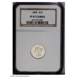 1868 3CN PR67 Cameo NGC. Icy devices contrast with fla 1868[3CN] PR67 Cameo NGC.