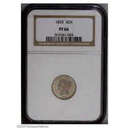 1870 3CN PR66 NGC. An attractively toned specimen, unu 1870[3CN] PR66 NGC.