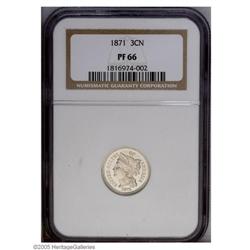 1871 3CN PR66 NGC. Fully brilliant with bright, watery 1871[3CN] PR66 NGC.