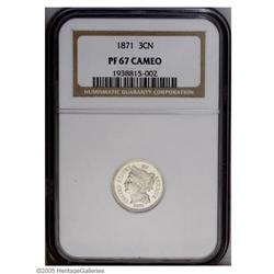 1871 3CN PR67 Cameo NGC. This meticulously struck Supe 1871[3CN] PR67 Cameo NGC.