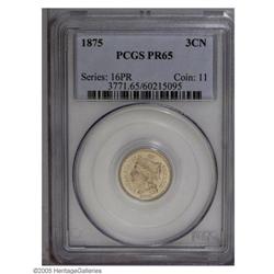 1875 3CN PR65 PCGS. Bright proof surfaces are overlai 1875[3CN] PR65 PCGS.