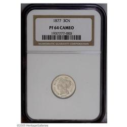 1877 3CN PR64 Cameo NGC. Only 510 Three Cent Nickels w 1877[3CN] PR64 Cameo NGC.