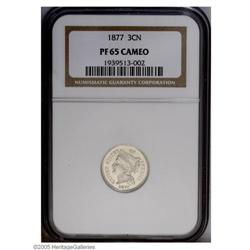 1877 3CN PR65 Cameo NGC. A desirable proof-only issue, 1877[3CN] PR65 Cameo NGC.