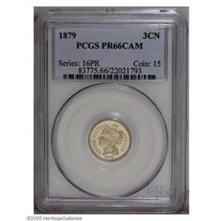 1879 3CN PR66 Cameo PCGS. Lightly toned and sharply st 1879[3CN] PR66 Cameo PCGS.