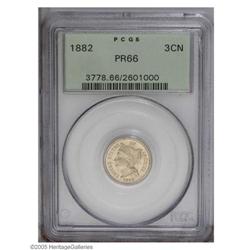 1882 3CN PR66 PCGS. This attractive Proof Three Cent n 1882[3CN] PR66 PCGS.