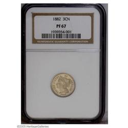 1882 3CN PR67 NGC. Attractive and well reserved proof 1882[3CN] PR67 NGC.