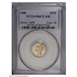 1882 3CN PR67 Cameo PCGS. Streaks of light tan grace b 1882[3CN] PR67 Cameo PCGS.