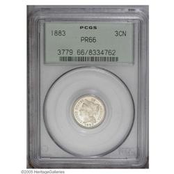 1883 3CN PR66 PCGS. Bright proof surfaces display bare 1883[3CN] PR66 PCGS.