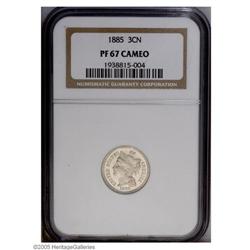 1885 3CN PR67 Cameo NGC. Obvious white on black contra 1885[3CN] PR67 Cameo NGC.