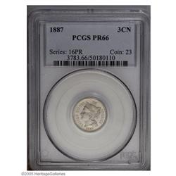 1887 3CN PR66 PCGS. A needle-sharp Premium Gem with a 1887[3CN] PR66 PCGS.