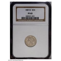 1887/6 3CN PR65 NGC. The overdate feature is clear wi 1887/6[3CN] PR65 NGC.