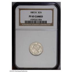 1887/6 3CN PR65 Cameo NGC. The underdigit is especiall 1887/6[3CN] PR65 Cameo NGC.