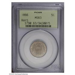 1866 5C Rays MS63 PCGS. A must have for the type afici 1866[5C] Rays MS63 PCGS.